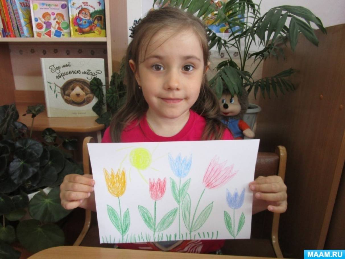 Майстер-клас з малювання «Тюльпани» для старшого дошкільного віку   Майстер клас Тюльпани (1 спосіб зображення) проводить Аня М