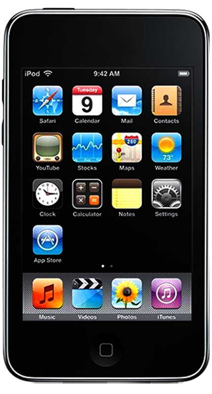 iPod touch (2-го покоління) відрізняється від попередніх моделей iPod touch наявністю обідка і овальної кришки для антени (ззаду в лівому верхньому куті)